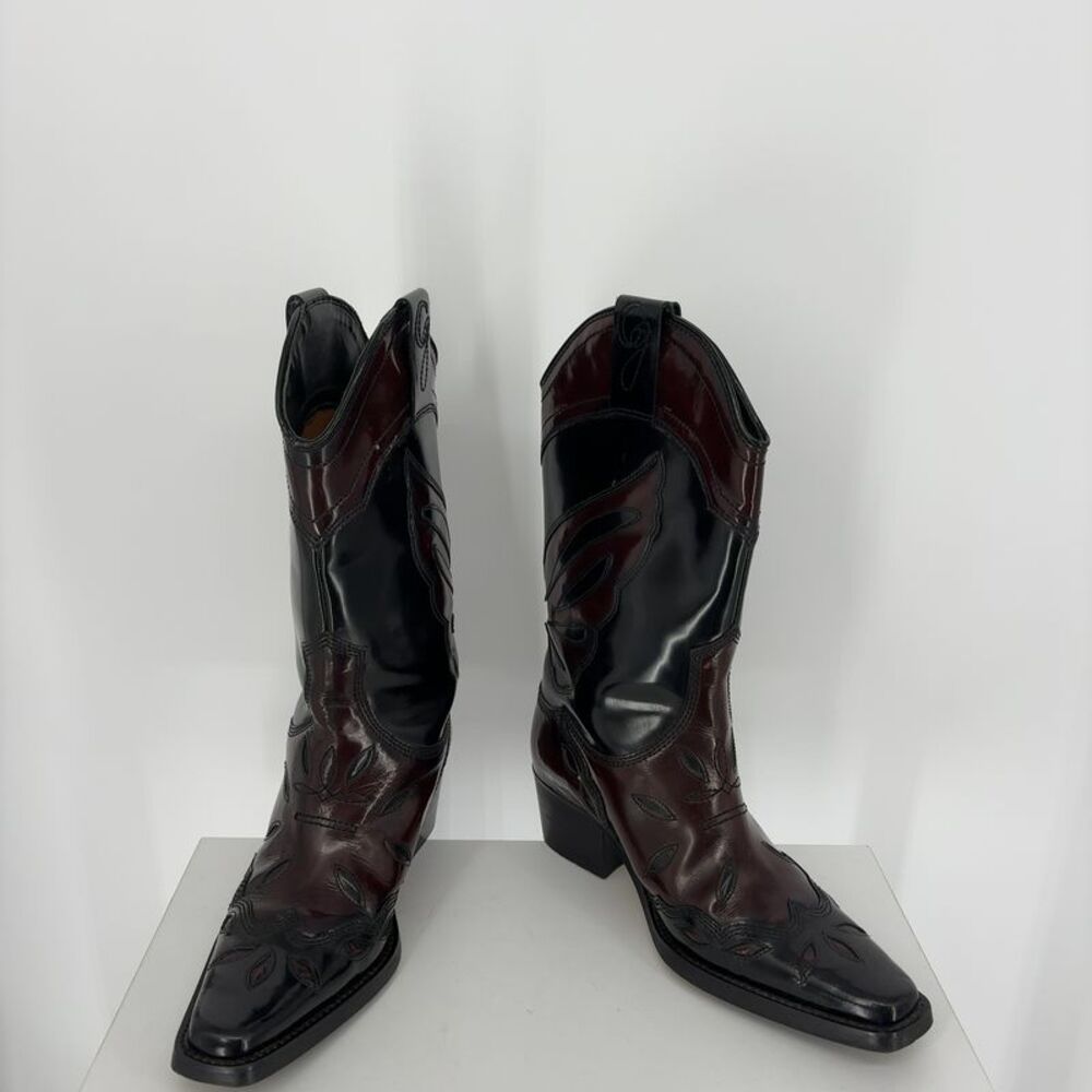 Ganni Black and Red Cowboy Boots Size 37